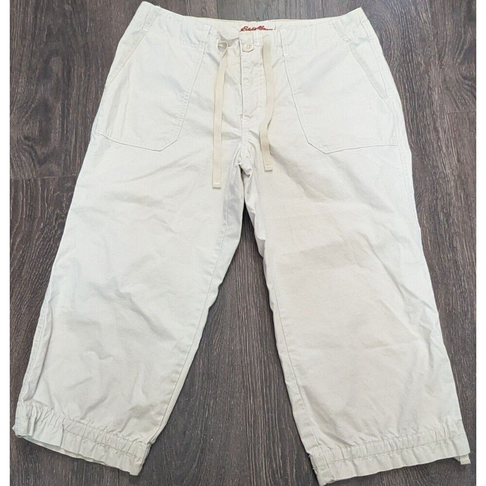Eddie Bauer Cream Drawstring Capris size 10